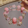 Peach Blossom Starry Sky Pink Crystal Bracelet — Romance & Love Luck Charm for Women Buddha Tibet
