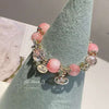 Peach Blossom Starry Sky Pink Crystal Bracelet — Romance & Love Luck Charm for Women Buddha Tibet