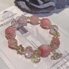 Peach Blossom Starry Sky Pink Crystal Bracelet — Romance & Love Luck Charm for Women Buddha Tibet