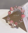Peach Blossom Starry Sky Pink Crystal Bracelet — Romance & Love Luck Charm for Women Buddha Tibet