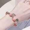 Peach Blossom Starry Sky Pink Crystal Bracelet — Romance & Love Luck Charm for Women Buddha Tibet