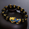 Pixu Bracelet - Color Changing Pixiu & Obsidian - Buddha Tibet xd00027