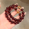 Pomegranate Red Agate & Yellow Crystal Bracelet — Red for Luck, Gold for Wealth - Red & Gold with K9 CharmBuddha Tibet