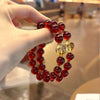 Pomegranate Red Agate & Yellow Crystal Bracelet — Red for Luck, Gold for Wealth - Red & Gold with K9 CharmBuddha Tibet