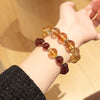 Pomegranate Red Agate & Yellow Crystal Bracelet — Red for Luck, Gold for Wealth - Red & Gold with K9 CharmBuddha Tibet