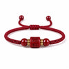 Purple Goldstone Cinnabar Mantra Bracelet — Om Mani Padme Hum Woven Red Rope Buddha Tibet