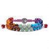 Rainbow Crystal Beaded Bracelet — Double-Strand 6mm Agate & Chalcedony - Rainbow MixBuddha Tibet