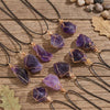 Raw Amethyst Wire-Wrapped Pendant Necklace — Stone of Calm & Inner Clarity - Buddha Tibet xd00117