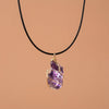 Raw Amethyst Wire-Wrapped Pendant Necklace — Stone of Calm & Inner Clarity - Buddha Tibet xd00117