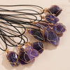 Raw Amethyst Wire-Wrapped Pendant Necklace — Stone of Calm & Inner Clarity - Buddha Tibet xd00117