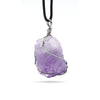 Raw Amethyst Wire-Wrapped Pendant Necklace — Stone of Calm & Inner Clarity - Buddha Tibet xd00117