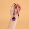 Raw Amethyst Wire-Wrapped Pendant Necklace — Stone of Calm & Inner Clarity - Buddha Tibet xd00117
