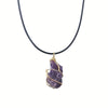 Raw Amethyst Wire-Wrapped Pendant Necklace — Stone of Calm & Inner Clarity - Buddha Tibet xd00117