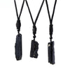 Raw Black Tourmaline Pendant — Natural Crystal Point on Cord - Raw Crystal Point约3-5cmBuddha Tibet