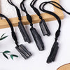 Raw Black Tourmaline Pendant — Natural Crystal Point on Cord - Raw Crystal Point约3-5cmBuddha Tibet