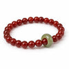 Red Agate & Jadeite Running Ring Bracelet — A Loose Green Ring on a Red Strand Buddha Tibet