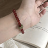 Red Agate & Jadeite Running Ring Bracelet — A Loose Green Ring on a Red Strand - 6mm with Running RingBuddha Tibet