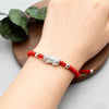 Red String Bracelet - Silver Pixiu for Wealth - Buddha Tibet xd00017