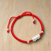 Red String Bracelet - Silver Pixiu for Wealth - Buddha Tibet xd00017