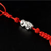 Red String Bracelet - Silver Pixiu for Wealth - Buddha Tibet xd00017