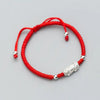 Red String Bracelet - Silver Pixiu for Wealth - Buddha Tibet xd00017