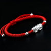 Red String Bracelet - Silver Pixiu for Wealth - Buddha Tibet xd00017