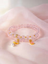 Rose Quartz Bracelet — Natural Pink Crystal with Lotus & Fortune Charms Buddha Tibet