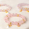 Rose Quartz Bracelet — Natural Pink Crystal with Lotus & Fortune Charms Buddha Tibet