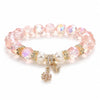 Rose Quartz Pearl & Butterfly Bracelet — Delicate Charm Bead Strand fo Buddha Tibet