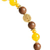 Sandalwood & Yellow Agate Bracelet — Wood Grain, Golden Beads, Putuo Mountain Spirit - Single Loop8mmBuddha Tibet