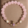 Saturn Orbit Rose Quartz Bracelet — Natural Pink Crystal Buddha Tibet