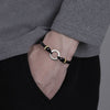 Silver Peace Clasp Men's Bracelet — Woven Cord with 925 Silver - Plated Buckle - Peace Clasp — Black CordBuddha Tibet