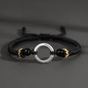 Silver Peace Clasp Men's Bracelet — Woven Cord with 925 Silver - Plated Buckle - Peace Clasp — Black CordBuddha Tibet