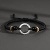 Silver Peace Clasp Men's Bracelet — Woven Cord with 925 Silver - Plated Buckle - Peace Clasp — Black CordBuddha Tibet