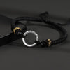Silver Peace Clasp Men's Bracelet — Woven Cord with 925 Silver - Plated Buckle - Peace Clasp — Black CordBuddha Tibet