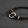 Silver Peace Clasp Men's Bracelet — Woven Cord with 925 Silver - Plated Buckle - Peace Clasp — Black CordBuddha Tibet