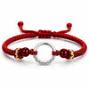 Silver Peace Clasp Men's Bracelet — Woven Cord with 925 Silver-Plated Buckle - Peace Clasp — Red CordBuddha Tibet