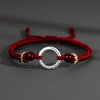 Silver Peace Clasp Men's Bracelet — Woven Cord with 925 Silver - Plated Buckle - Peace Clasp — Red CordBuddha Tibet
