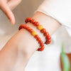 South Red Agate & Amber Bead Bracelet — Tiny Beads, Warm and Steady - 4mm Rice Beads14–15cmBuddha Tibet