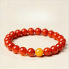 South Red Agate & Amber Bead Bracelet — Tiny Beads, Warm and Steady - 4mm Rice Beads14–15cmBuddha Tibet