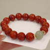 South Red Agate & Jadeite Bold Bead Bracelet — Red Agate's Warmth, Jade's Cool Calm - Large Bead Alternating Red & GreenBuddha Tibet