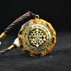 Sri Yantra Orgonite Necklace — Resin-Encased Tiger’s Eye Stone - Buddha Tibet xd00083