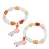 Tianshan Green Jade Bead Bracelet — Natural Stone Single-Wrap for Calm & Clarity - Pink Gourd 6x12mm with Flower TasselBuddha Tibet