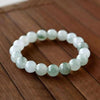 Tianshan Jade 10mm Round Bead Bracelet — Natural Green Stone, 18-Bead Single Wrap Buddha Tibet