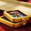 Tibetan Cinnabar Thangka Relief Pendant — Sacred Figure Ghau Amulet in Gold-Plated Frame Buddha Tibet