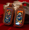 Tibetan Dual-Sided Tsa-Tsa Pendant — Hand-Painted Deity & Guardian Pairs in Leather Casing Buddha Tibet