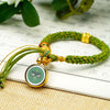 Tibetan Fortune Eye Braided Bracelet — Woven Lucky Cord with Dharma Eye Charm & Prayer Wheel Bead Buddha Tibet