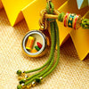 Tibetan Fortune Eye Braided Bracelet — Woven Lucky Cord with Dharma Eye Charm & Prayer Wheel Bead Buddha Tibet