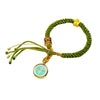 Tibetan Fortune Eye Braided Bracelet — Woven Lucky Cord with Dharma Eye Charm & Prayer Wheel Bead Buddha Tibet
