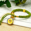Tibetan Fortune Eye Braided Bracelet — Woven Lucky Cord with Dharma Eye Charm & Prayer Wheel Bead Buddha Tibet